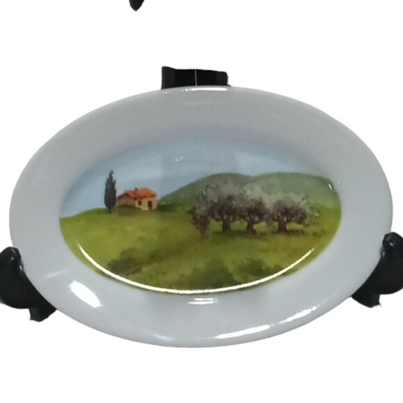 Vintage Box Set of 4 Boston Warehouse Scenes From Tuscany Painted Tidbit Plates - Picture 8 of 9